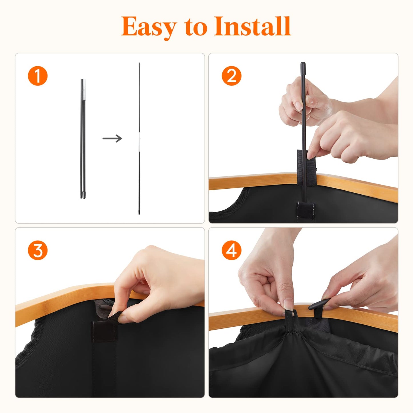 Lifewit 100L Laundry Basket with Lid, Clothes Hampers for Laundry with Bamboo Handles and A Removable Bag, Large Foldable Laundry Hamper for Bedroom, Bathroom, Dorm, Laundry Room, Black