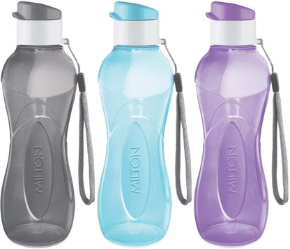 MILTON Water Bottle Kids Reusable Leakproof 12 Oz Plastic Wide Mouth Large Big Drink Bottle BPA & Leak Free with Handle Strap Carrier for Cycling Camping Hiking Gym Yoga - Pastel Colors 3 Pack