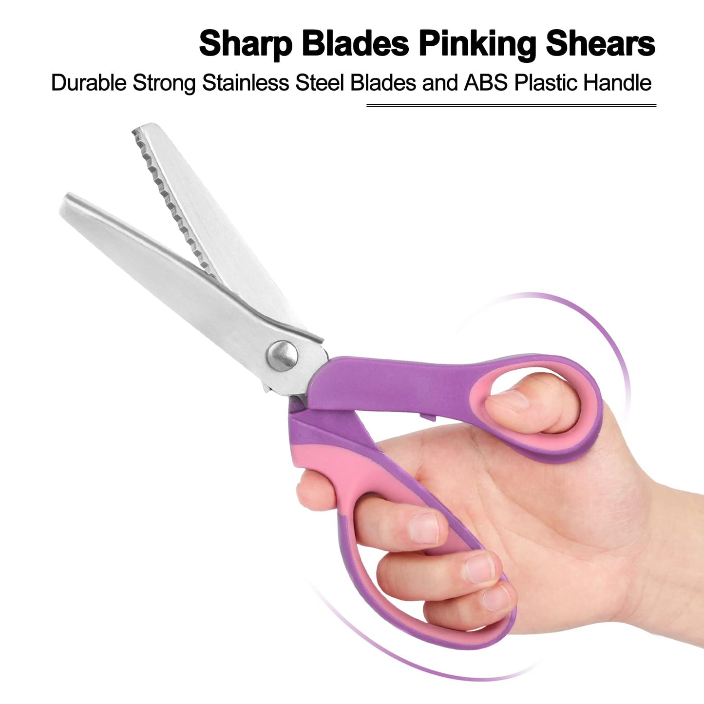 Pinking Shears for Fabric Cutting, Zig Zag Scissors, Scrapbook Scissors Decorative Edge for Adults, Great for Many Kinds of Sewing Fabrics Leather and Craft Paper, Professional Handheld Dressmaking