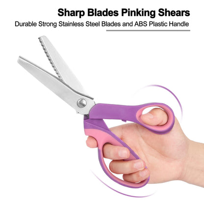 Pinking Shears for Fabric Cutting, Zig Zag Scissors, Scrapbook Scissors Decorative Edge for Adults, Great for Many Kinds of Sewing Fabrics Leather and Craft Paper, Professional Handheld Dressmaking