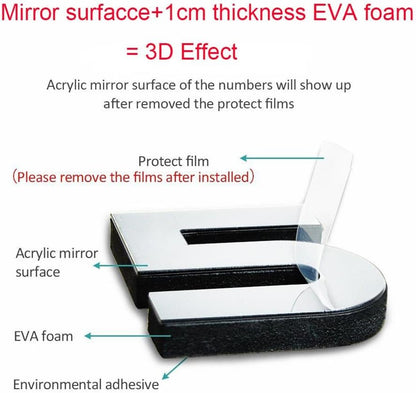 FASHION in THE CITY Mirror Surface 3D DIY Wall Clocks Modern Design Room Decorative Wall Watches (Black)