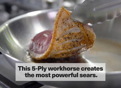 Misen 5-Ply Stainless Steel 8" Frying Pan - Professional Cookware for Induction, Gas and Electric - Dishwasher Safe, Oven Safe to 800°F - Durable, Versatile, Even Heating