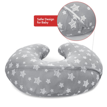 Nursing Pillow Cover for Baby Snug Fits Boppy Nursing Pillows, Super Soft, for Breastfeeding Moms, Grey Star