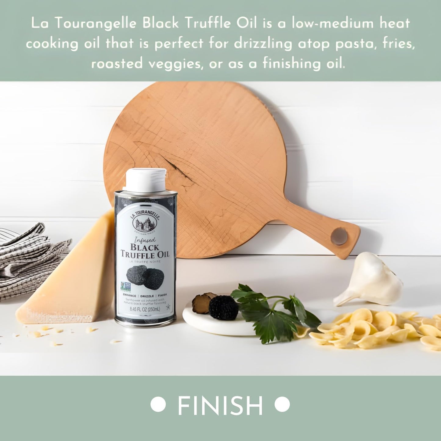 La Tourangelle, Black Truffle Oil, Complex Gourmet Earthy Flavor for Drizzling over Pasta, Popcorn, Vegetables, Potatoes, Soup and More, 8.45 Fl Oz