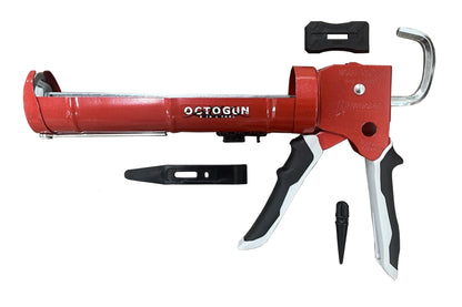 Newborn Octogun 930-GTD Drip-Free Caulking Gun - Gator Trigger Grip | Fits 1/10 Gallon Cartridge |10:1 Thrust Ratio | Smooth Hex Rod Cradle with Built-in Smoother Tool | Scraper & Plug Included