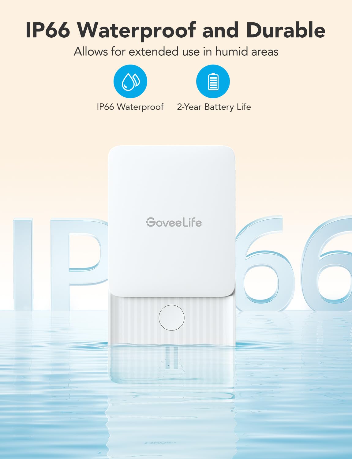 GoveeLife WiFi Water Leak Detector 2 for Home, Smart Water Ieak Sensor 6 Pack with 100dB Adjustable Alarm and App Alerts, LoRa Up to 1968ft Open-Air Transmission Range for Basement, Kitchen, Bathroom