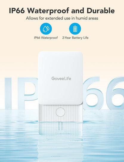 GoveeLife WiFi Water Leak Detector 2 for Home, Smart Water Ieak Sensor 6 Pack with 100dB Adjustable Alarm and App Alerts, LoRa Up to 1968ft Open-Air Transmission Range for Basement, Kitchen, Bathroom