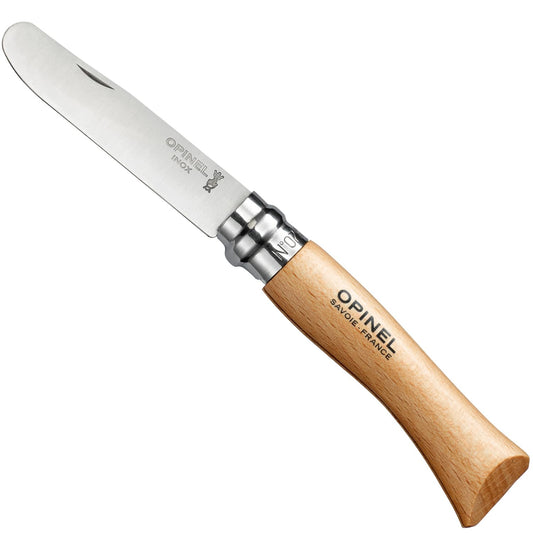 Opinel My First Opinel No.7, Stainless Steel Children’s Folding Knife with Safety Rounded Tip, Virobloc Locking Collar, Made in France (Natural)