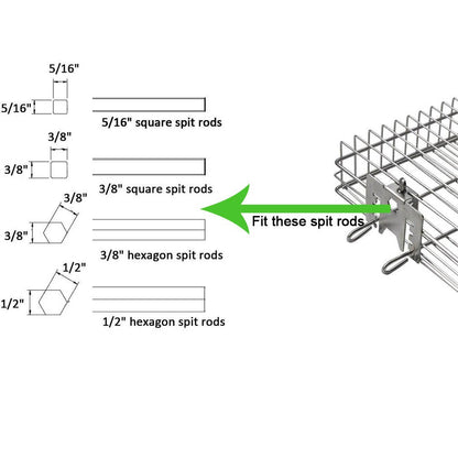 onlyfire 6042 Chrome Plating Steel Flat Grill Rotisserie Basket for Most Grills, Fits 1/2" Hexagon, 3/8" Hexagon, 3/8" Square & 5/16" Square Spit Rods