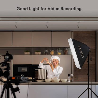 RALENO Softbox Lighting Kit, 20X28-Inch Softbox Photography Lighting with LED Bulbs(50W | 5500K | TLCI≥97), Streaming Lighting for Video Rcording Photoes Portraits YouTube | Model: PS40