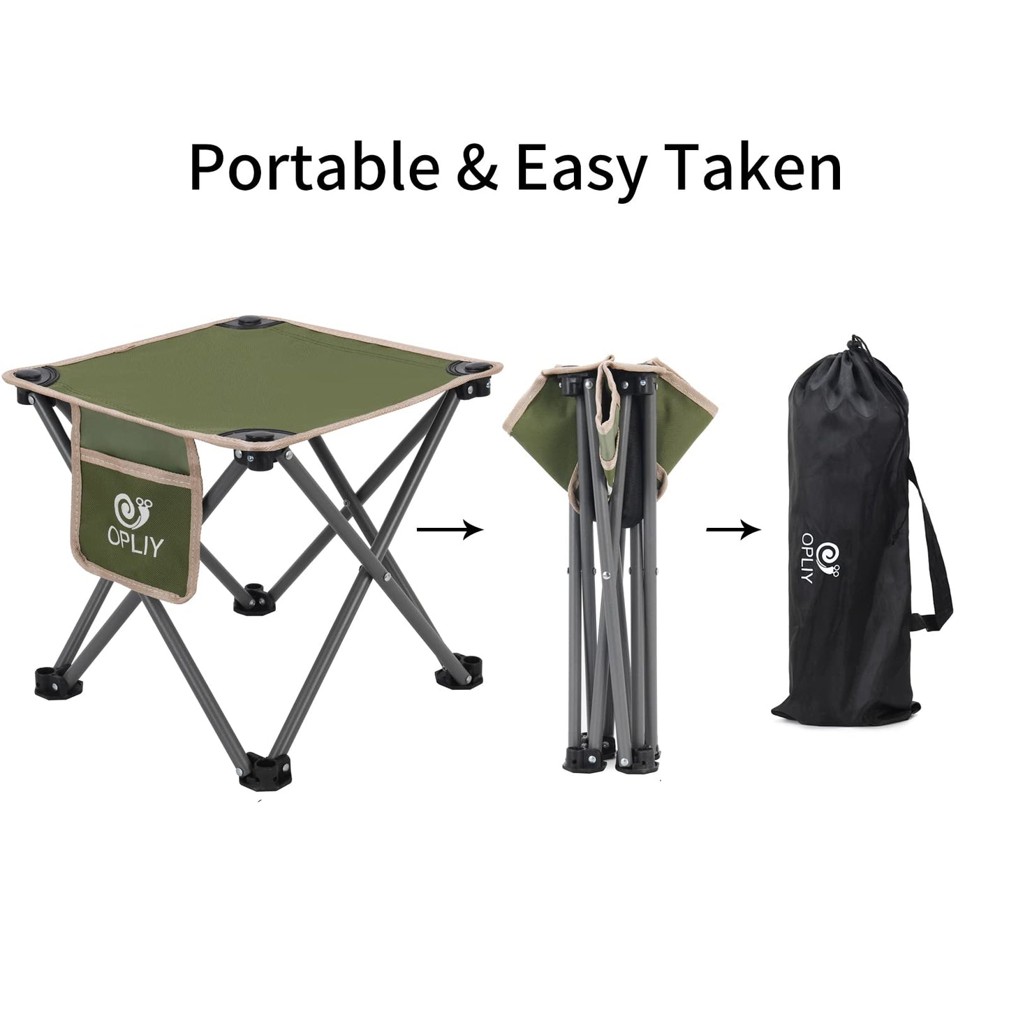 Opliy Camping Stool, Folding Samll Chair Portable Camp Stool for Camping Fishing Hiking Gardening and Beach, Camping Seat with Carry Bag (Green, L 13.5")
