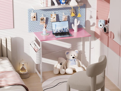 Pamray 32 Inch Computer Desk for Small Spaces with Storage Bag, Home Office Work Desk with Headphone Hook, Small Office Desk Study Writing Table