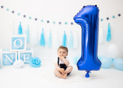 40 Inch Navy Blue 1 Balloon for First Birthday, Blue One 1st Number Balloon Birthday Decorations for Boy Man Toddler Baby, 10th 21st, Giant Number 1 Balloon