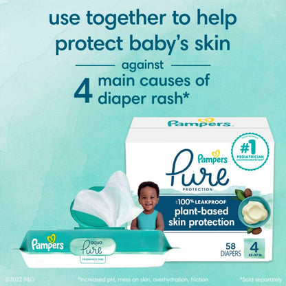 Pampers Baby Wipes Aqua Pure, 99% water-based wipes, Hypoallergenic and Unscented Baby Wipes, 672 Wipes Total (12 Flip-Top Packs)