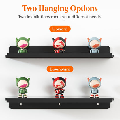 Lifewit Floating Shelves for Wall, 8 Pack Black Acrylic Shelf 15" Room Decor for Bookcase/Vinyl Record Display/Photo/Picture in Bedroom, Living Room, Bathroom, Kitchen Storage and Organization