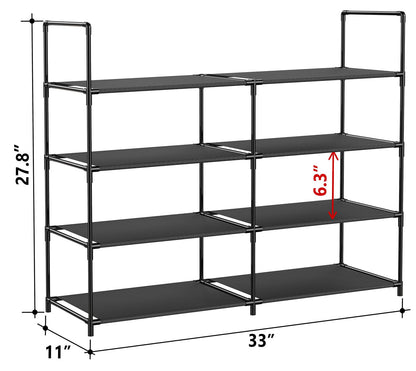 FIDUCIAL HOME 4 Tiers Shoe Rack Organizer 16-20 Pairs Stackable Shoe Storage Shelf Durable for Closet Entryway, Black
