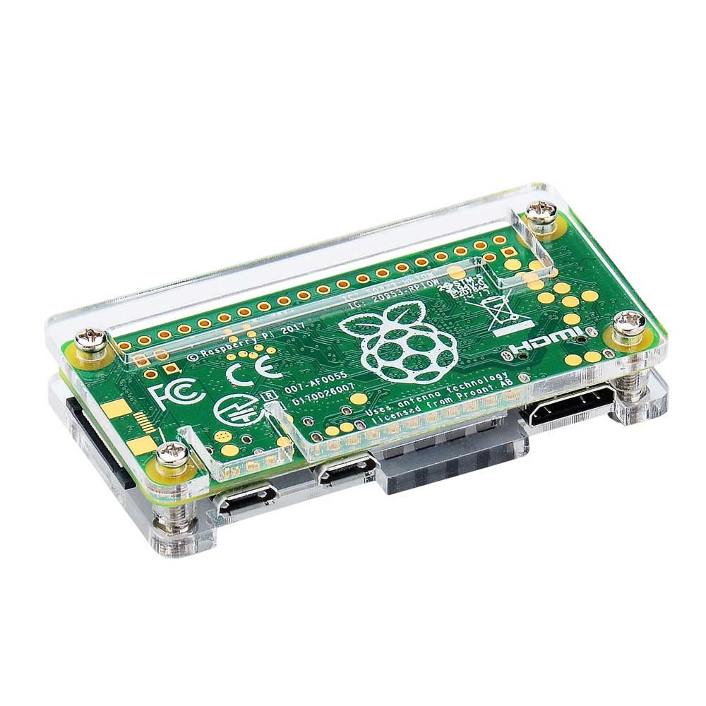iUniker Raspberry Pi Zero Case, Case for Raspberry Pi Zero 2 w, with Heatsink, HDMI Adapter, OTG Cable, Header, ScrewDriver, Power Switch for Pi Zero 2 w/w (Clear)