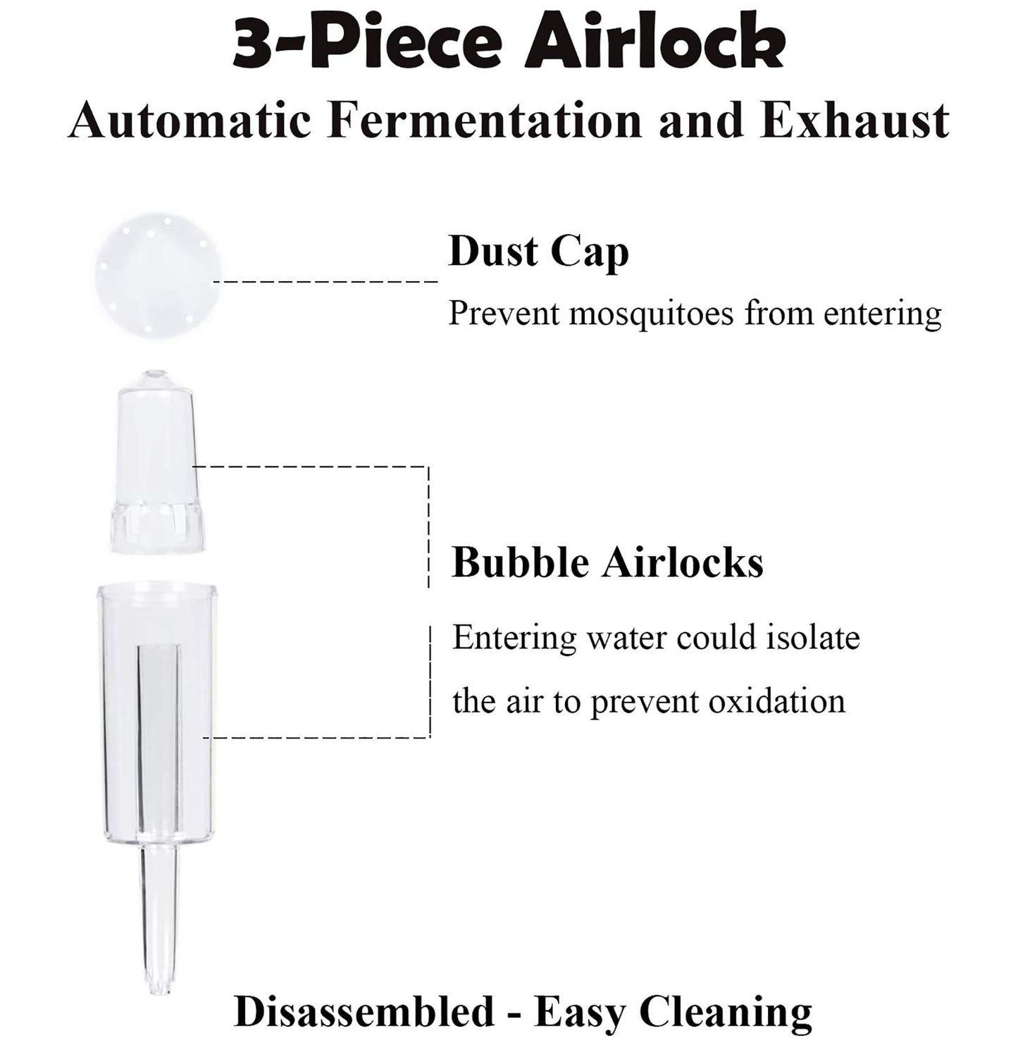 Fermentation Lids, 6 Set Fermentation Kit for Wide Mouth Jars, 6 Stainless Steel Fermenting Lids with 6 Silicone Grommets, 6 Airlocks, 6 Silicone Rings(Jars Not Included)