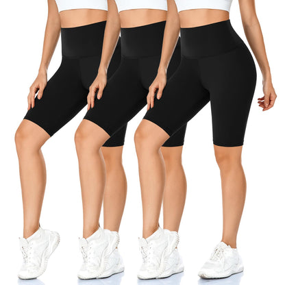 MOREFEEL 3 Pack Buttery Soft Biker Shorts for Women – 8" High Waist Tummy Control Workout Yoga Running Gym Athletic Shorts