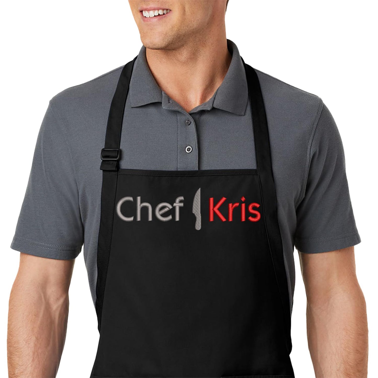 PLACE4PRINT Custom Chef Apron with Embroidered Name. Premium Quality Custom Aprons for Men and Women - Cooking, Baking, Grilling