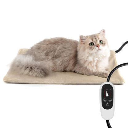 NICREW Cat Heating Pad, Temperature Adjustable Heated Cat Bed with Auto Shut Off Timer, Indoor Pet Heated Bed Mat for Cats and Dogs, 17.7 x 15.7 Inches, 55W (max)