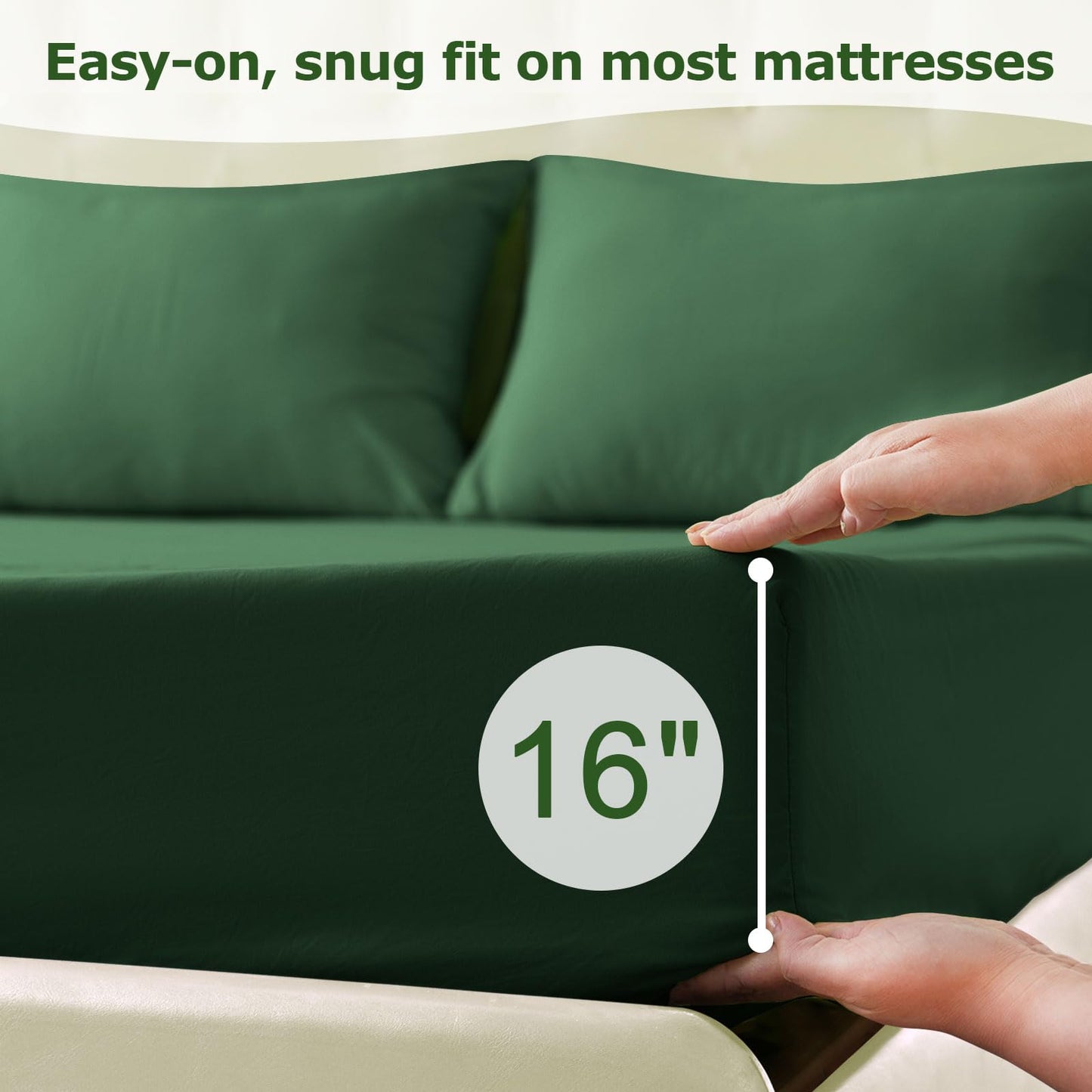 Homilay Full Size Bed Sheet Set - 4 Piece Soft Microfiber Sheets with Deep Pockets, Cooling Technology, and Wrinkle-Free Pillowcase. Hotel-Quality, Durable Bedding, Eden Green