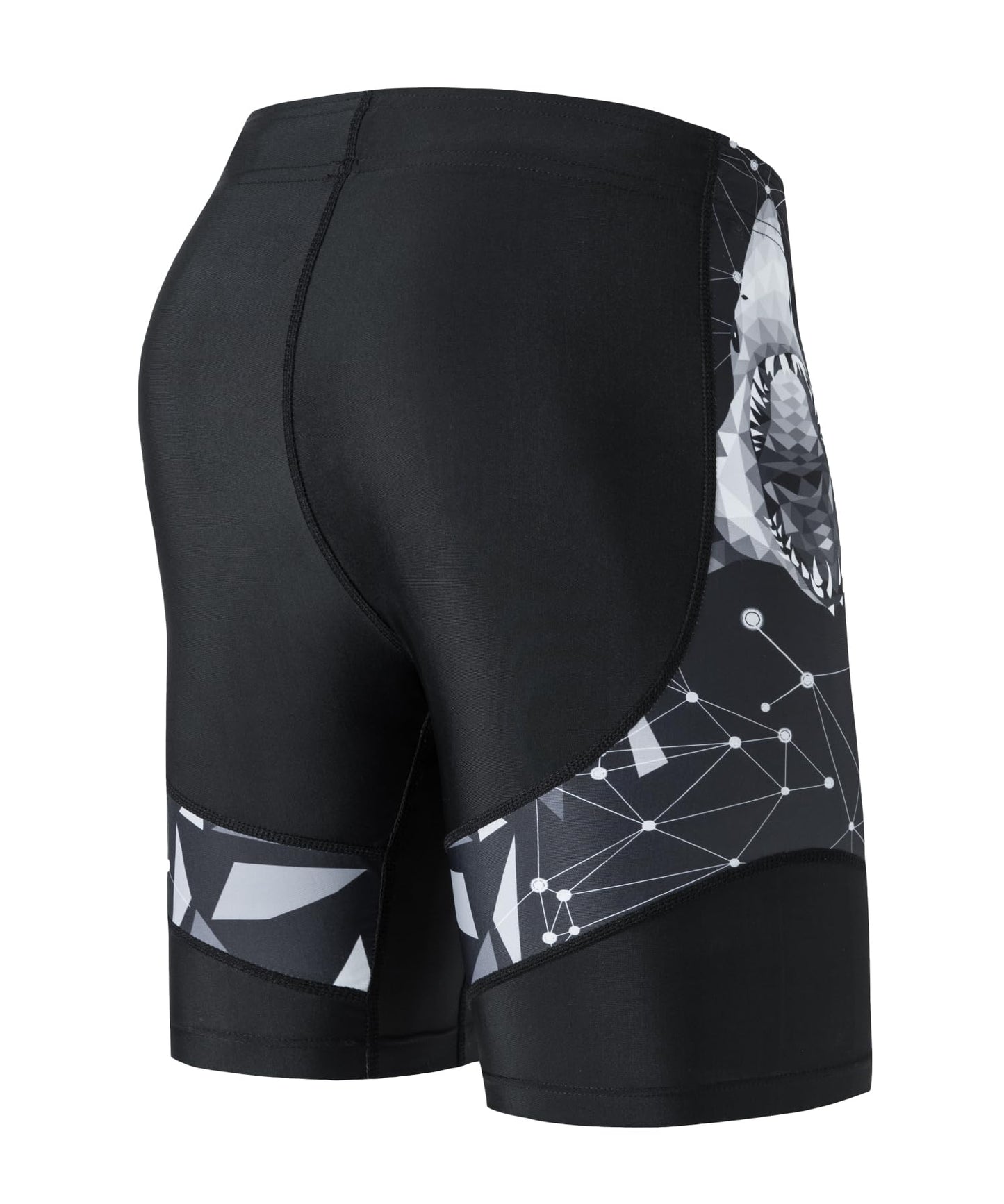Men's Rash Guard Swim Shorts Compression Swimming Jammer Cool Dry Active Swimsuit Workout Shorts Sports Tights(Shark,XL)