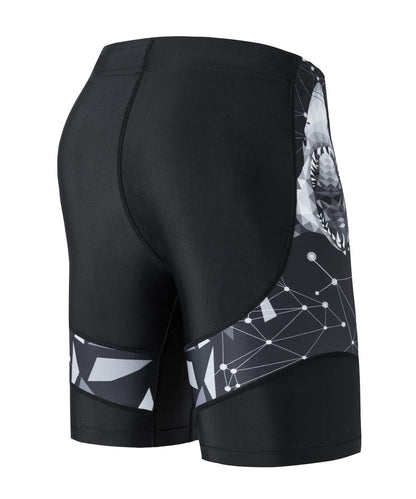 Men's Rash Guard Swim Shorts Compression Swimming Jammer Cool Dry Active Swimsuit Workout Shorts Sports Tights(Shark,XL)