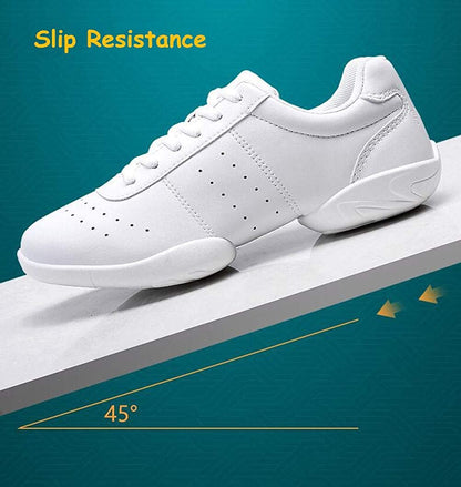 JITUUE Women Cheerleading Dance Shoes Fashion Trainers Sneakers Lace Up Gym Athletic Sport Training Shoes for Girls (White,12 lk28)