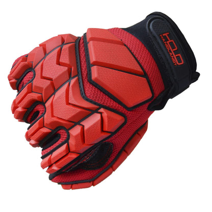 AIGEVTURE Anti Vibration Work Gloves Men,TPR Impact Protection Gloves,SBR Fingers & Palm Padded Safety Impact Reducing Mechanic Gloves (Large, Red)