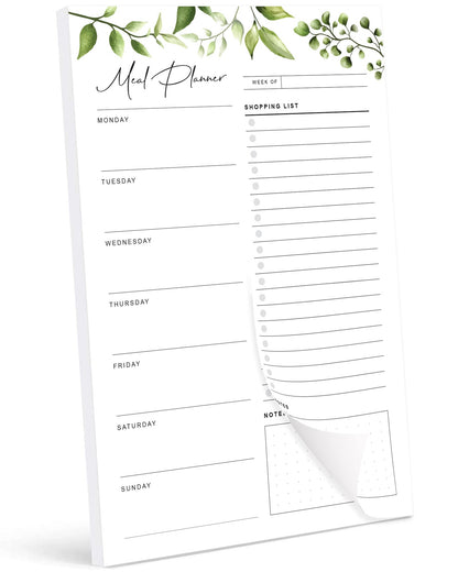 Magnetic Meal Planning Pad for Fridge 52 Undated Tear-off Sheets, 6x9 Inch Meal Planning Notepad for Meal Planner & Grocery List with Magnet, Weekly Meal Planner with Tear Off Shopping List