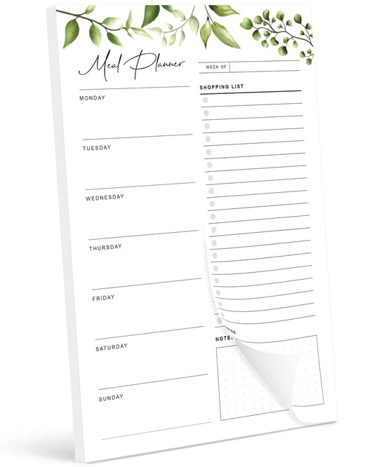 Magnetic Meal Planning Pad for Fridge 52 Undated Tear-off Sheets, 6x9 Inch Meal Planning Notepad for Meal Planner & Grocery List with Magnet, Weekly Meal Planner with Tear Off Shopping List