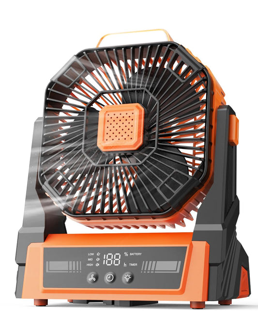 Instern Portable Fan Rechargeable, 20000mAh Battery Powered Desk Fan with LED Lantern, Battery Operated Personal Tent Fans for Camping, Travel, Home, Bedroom, Jobsite, Beach Vacation Essentials