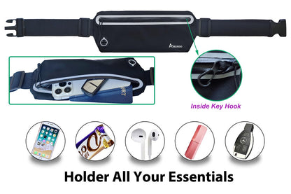 AIKENDO Slim Running Belt Fanny Pack,Runners Waist Pouch Bag Exercis Gym Waist Pack,Jogging Belt,Workout Running Accessories Phone Holder for Running