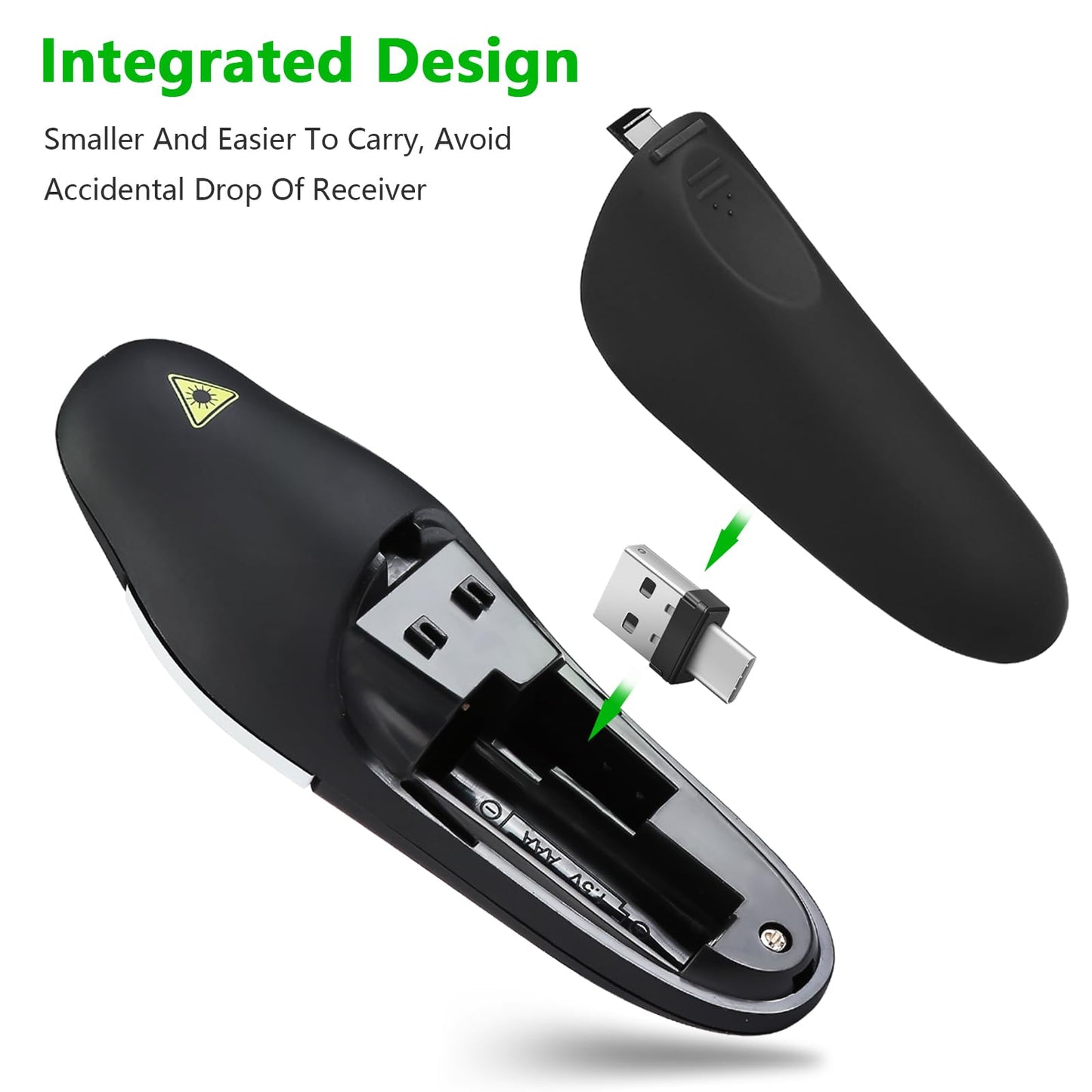 Presentation Clicker Remote, Type C&USB Wireless Presenter, PowerPoint Clicker, Slide Advancer Control for Mac︱ Windows︱ Laptop, Support PPT︱Keynote︱Google Slides