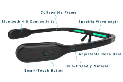 PEGASI 2 - Smart Light Therapy Glasses, Improve Your Sleep in 7 Days, Feather-Light, Boost Energy, Beat Jet Lag, Traveling Case Included
