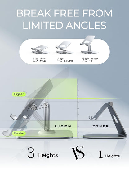LISEN for iPad Stand for Desk,2025 Adjustable Tablet Stand Holder Metal iPad Holder Switch Mount,Desk Accessories for Women Men ipad Mount Kitchen Fits 4-12.9" Tablet/Monitor/Switch/iPhone/Kindle