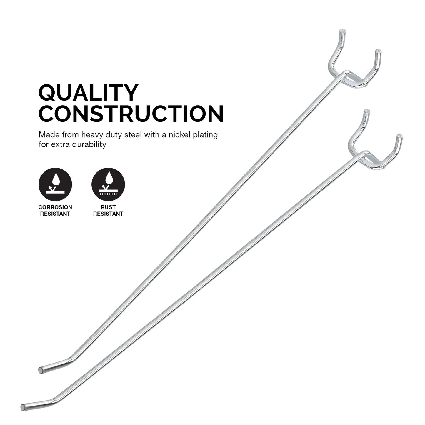 Neiko 53104A 8” Pegboard Hook Organizer Kit, 50 Pack, Hanging Hooks Set for Garage Organization, Great for Wall Hanging and Shelving, Tool Storage, Craft Organizing