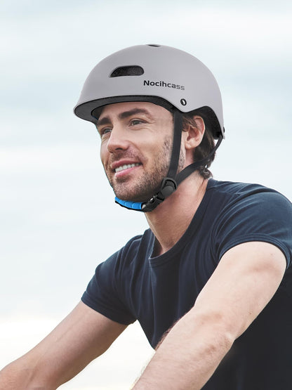 Nocihcass Skateboard Bike Helmet,Multi-Sport with Premium Safety & Ventilation,Shock-Absorbing,Adjustable for Cycling Scooter Commuter Skate Protection for Youth Adult(Large, Matte Grey)