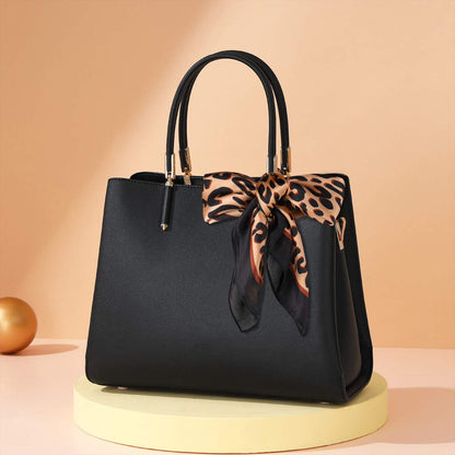 GERINLY Animal Print Scarfs for Women Leopard Neck Scarf Satin Head Scarves for Ponytail Brown Silk Purse Charm(Leopard)