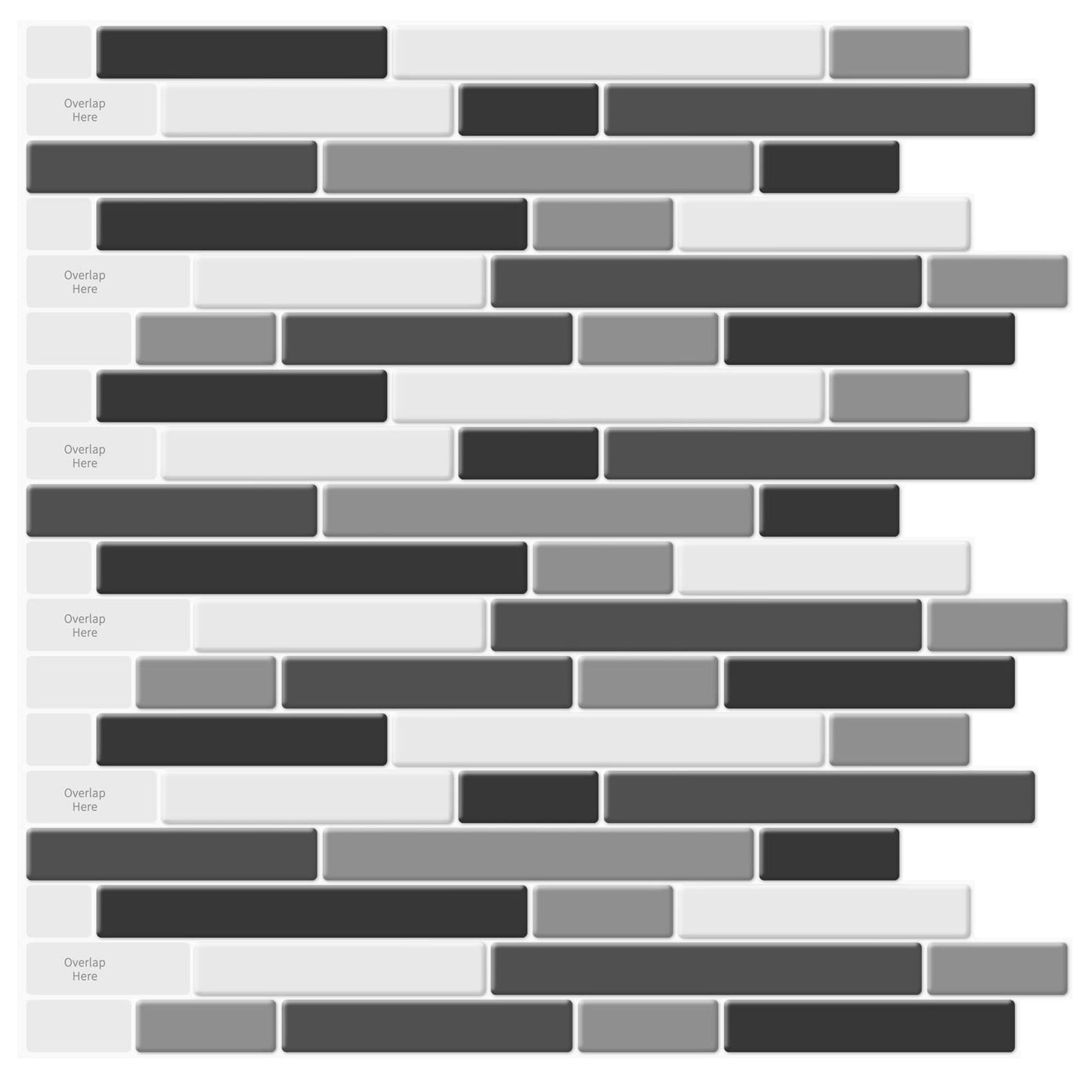 LONGKING 10-Sheet Self-Adhesive Peel and Stick Backsplash for Kitchen, Vinyl Decorative Tiles (Black/Gray)