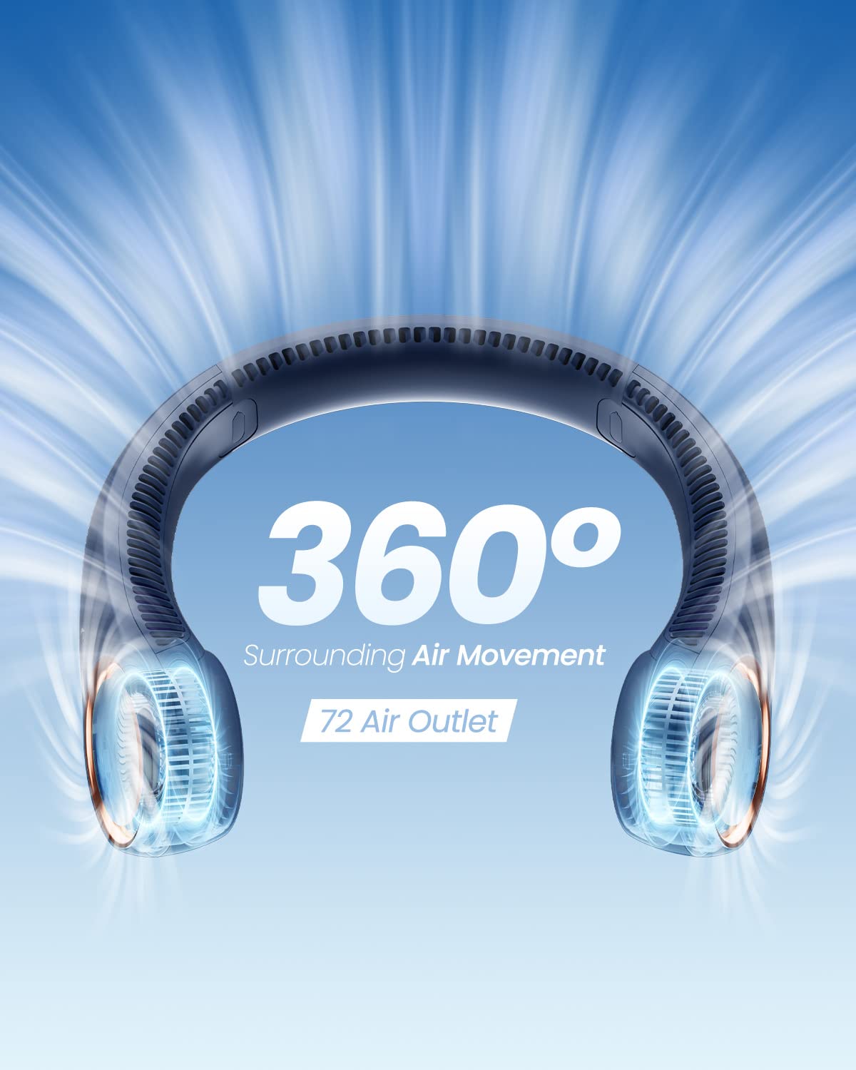 Gaiatop Portable Neck Fan Rechargeable, Hands-Free 360° Cooling, 17hrs Runtime, Battery Powered Personal Wearable Fan, Summer Outdoor Travel Essentials, Birthday Gifts for Men Women Teens, Navy Blue