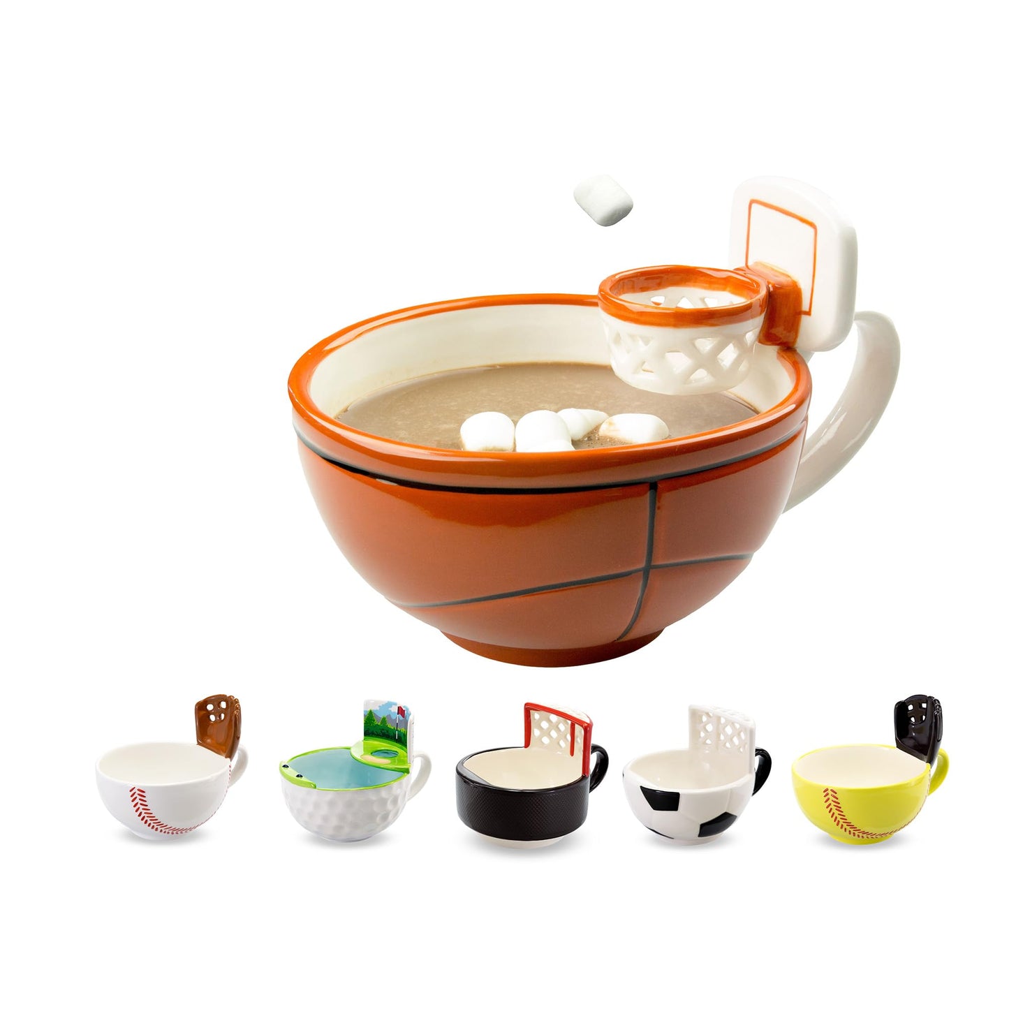 MAX'IS Creations The Mug with a Hoop Basketball Mug Funny Ceramic Coffee Mugs Cereal Bowl Sports Coach Kids Basketball Gifts for Boys 8-12 12-14 Girls Stuff Accessories Mini-Hoop for Kids, 16oz