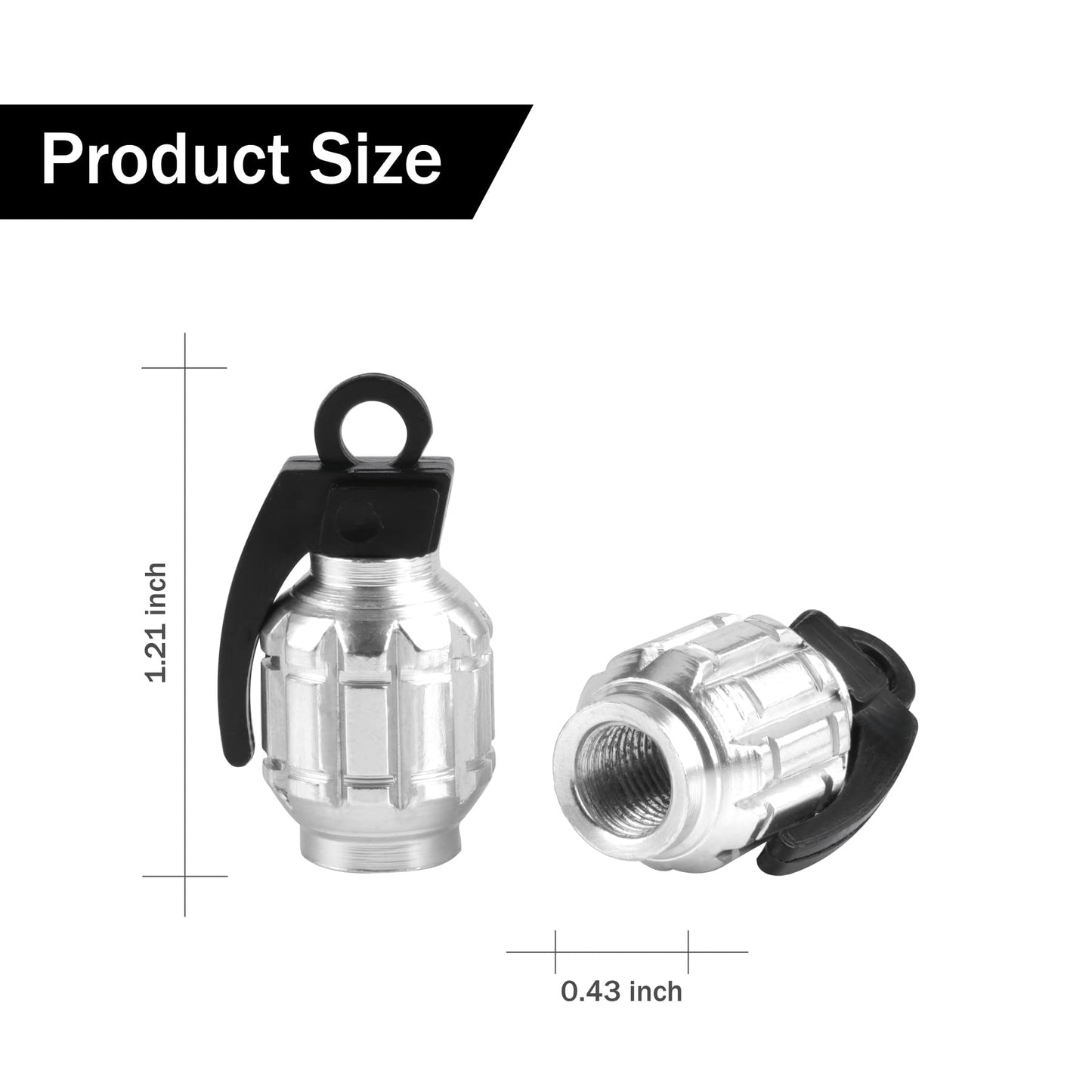 SINGARO Aluminum Tire Valve Cap, Car Tire Waterproof and Dustproof Valve Stem Cover Accessories, Universal for SUV, Car, Bike and Motorcycle (4PCS Silver)