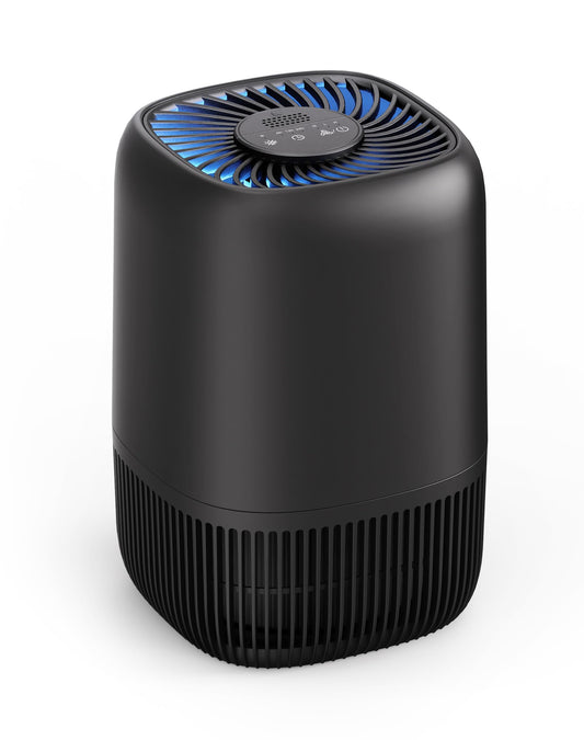 Air Purifiers for Office with H13 True HEPA Filter Up to 1076 Ft² for Pet Family, Pollen, Smoke, Compact Air Cleaner with 3 Speeds, Timer, Aroma Quiet, 360°Intake, for Home Bedroom, Black