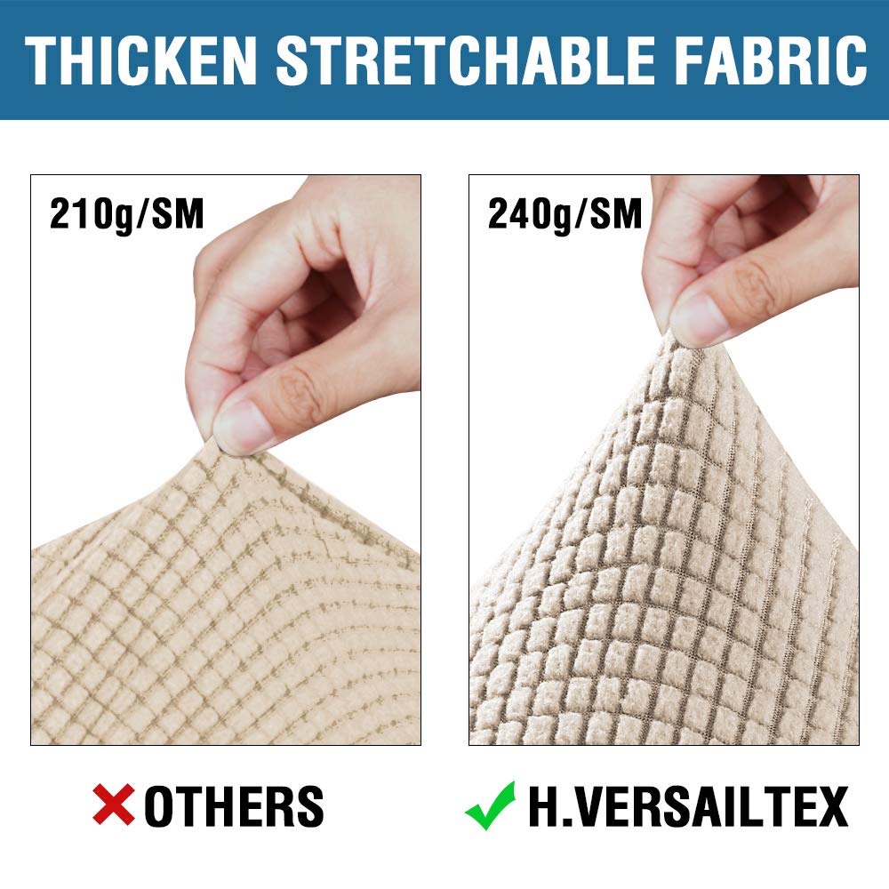 H.VERSAILTEX 4 Piece Stretch Couch Covers for 3 Cushion Couch Sofa Furniture Slipcovers Feature Upgraded Thicker Jacquard Fabric (Sofa, Natural)