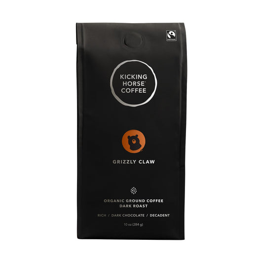 Kicking Horse Coffee, Grizzly Claw, Dark Roast, Ground, 10 oz - Certified Organic, Fairtrade, Kosher Coffee