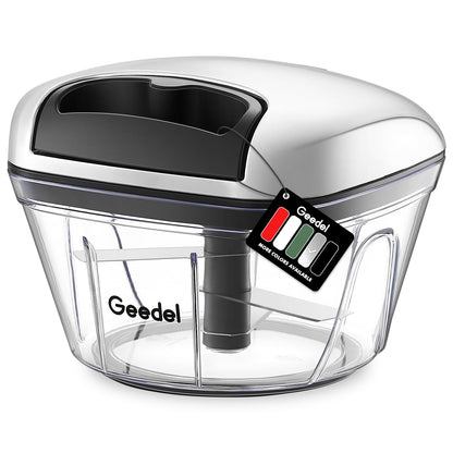 Manual Food Processor Vegetable Cutter, Geedel Pull Chopper with String, Food Chopper Vegetable Cutter for Veggies, Fruits, Salad, Onion, Ginger, Nuts.