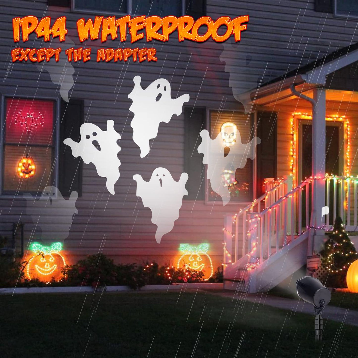 PEIDUO Halloween Projector Lights, Rotating Ghost Projector Halloween, Waterproof Outdoor Halloween Projector, Landscape, Yard, Patio, Garden, Party Decor