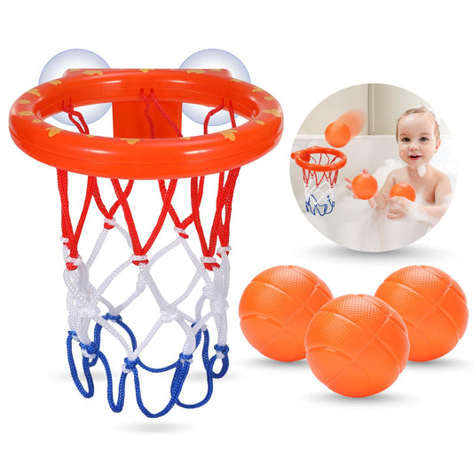 KSABVAIA Bath Toys - Bathtub Basketball Hoop for Kids Toddlers - Bath Toys Shower Toys for Kids Ages 4-8,Suction Cup Basketball Hoop & 3 No Hole Balls Set for Boys Girls